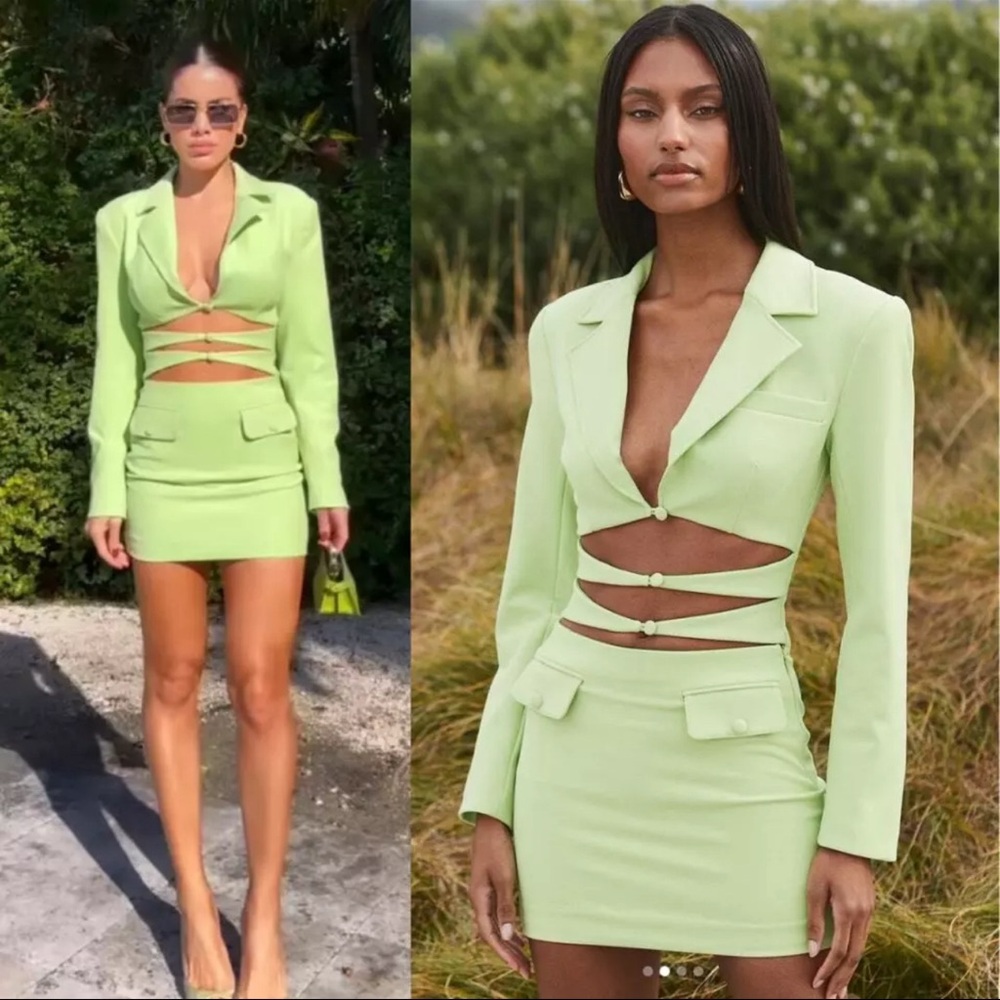 Camila Coelho X Revolve | cut out mini dress Celery green Blazer dress sizes S